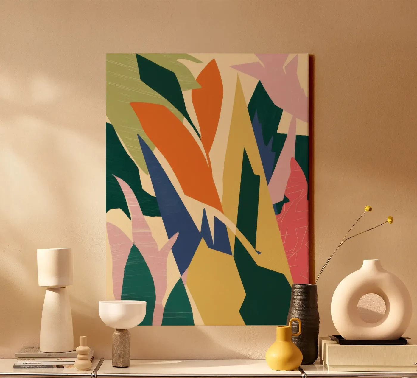 Bold Botanical Forms canvas by Solar Paint