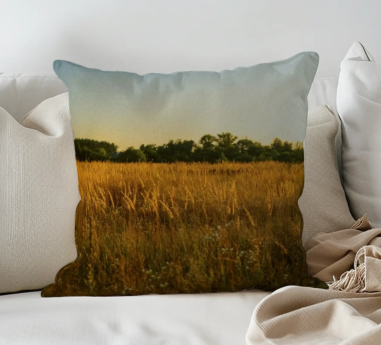 golden hour trees nature cuscino da animal story home