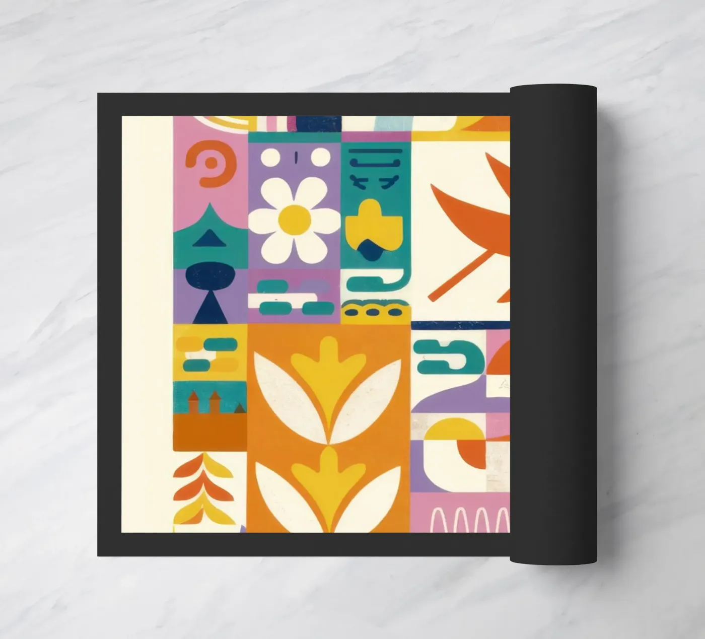 Vibrant Folk Grid doormat by Bring Haven