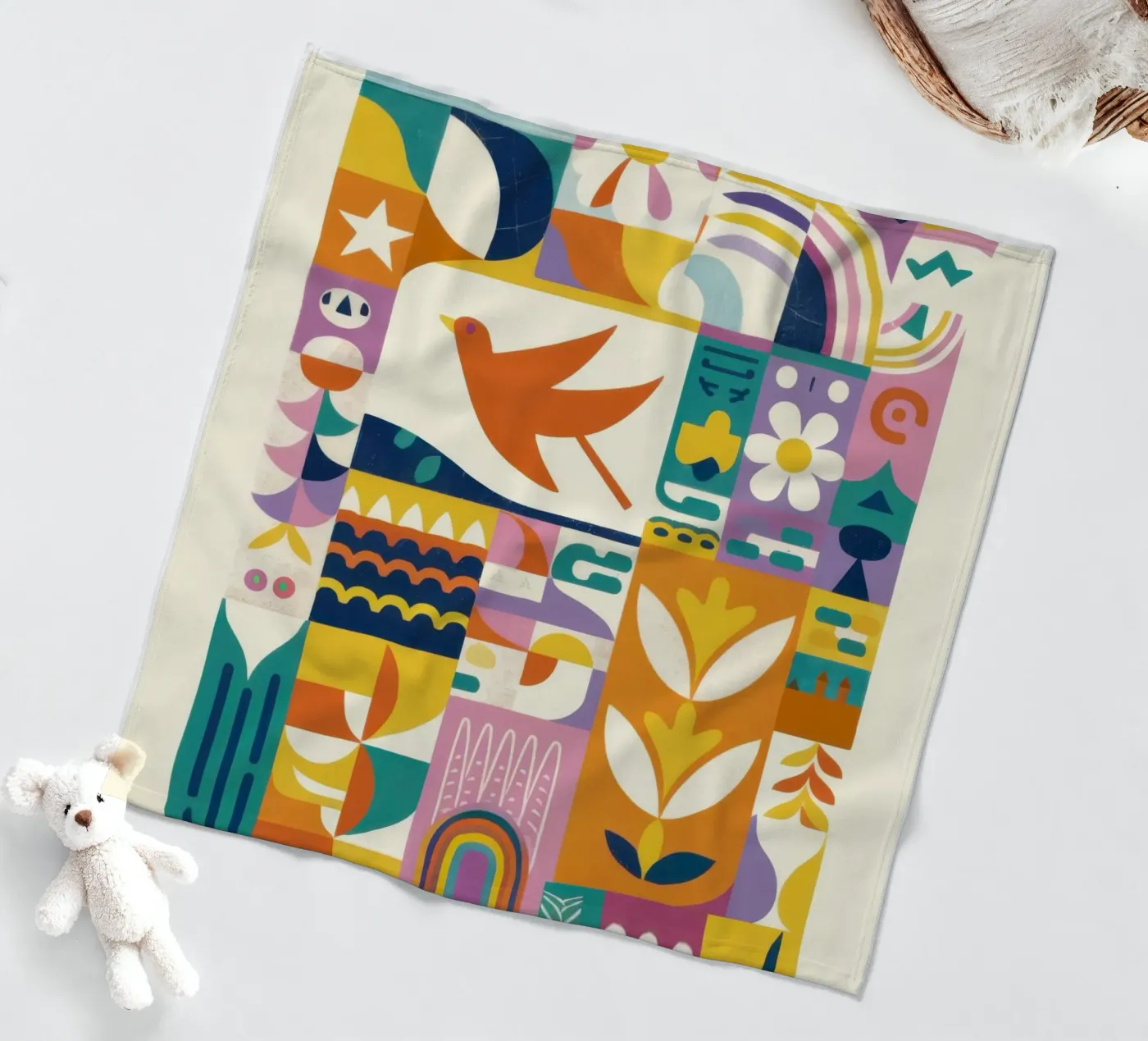 Vibrant Folk Grid fleecedeken van Bring Haven