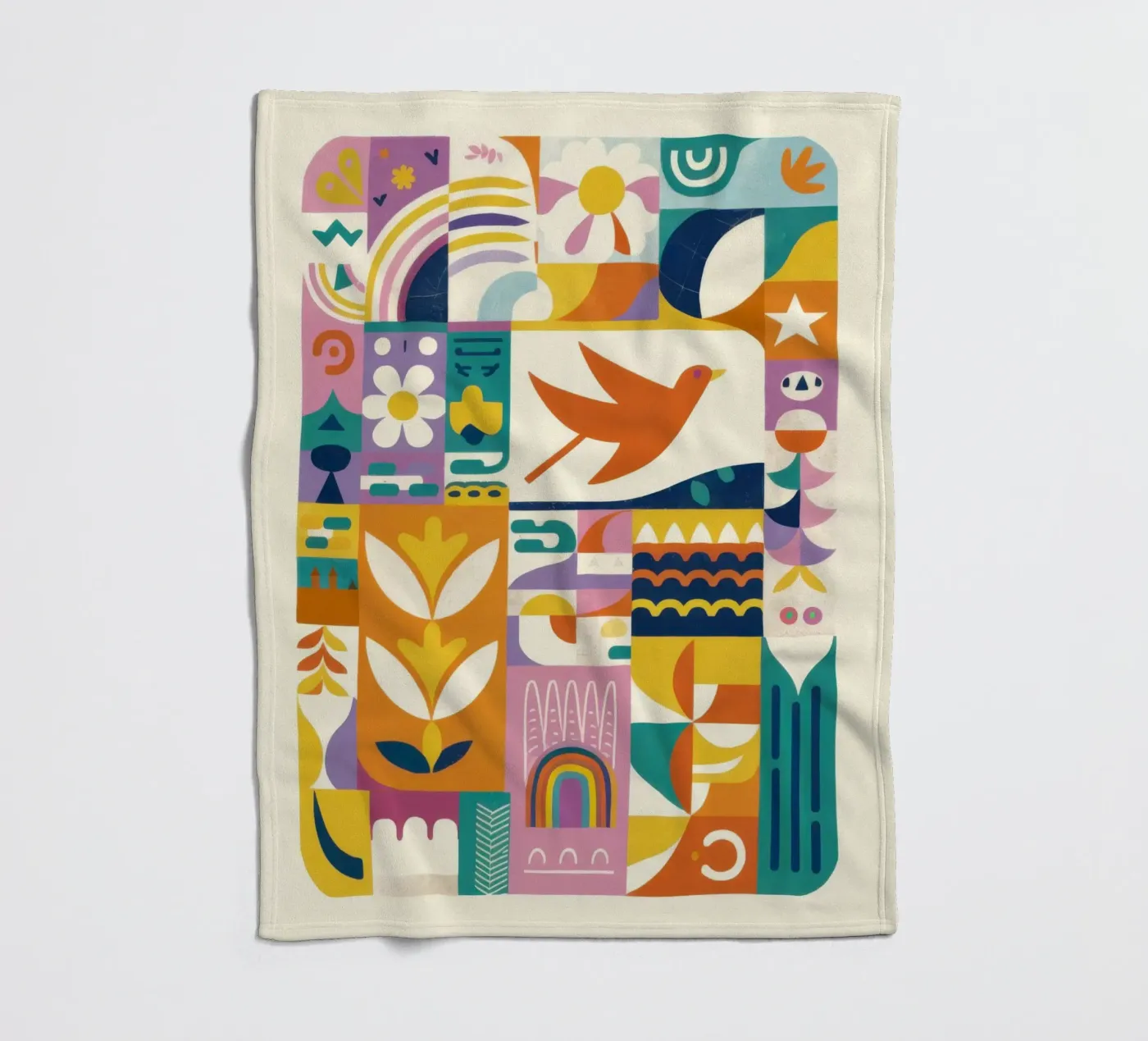 Vibrant Folk Grid fleecedeken van Bring Haven