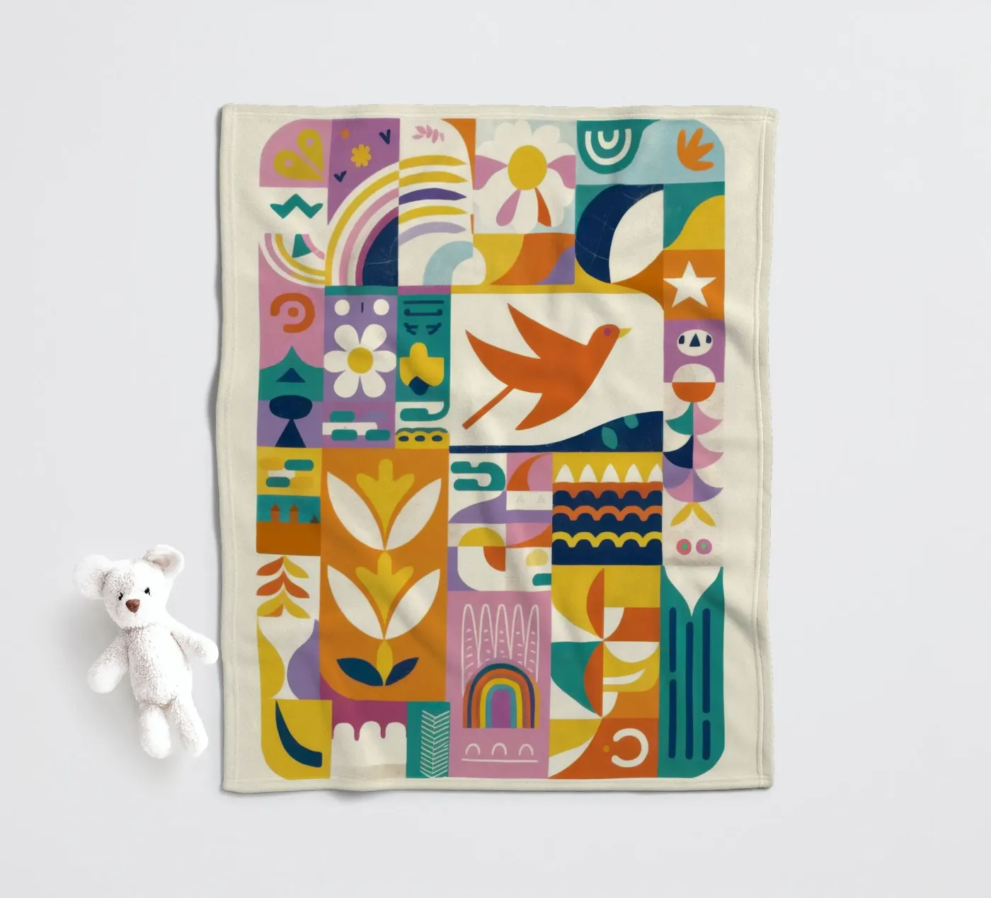 Vibrant Folk Grid fleecedeken van Bring Haven