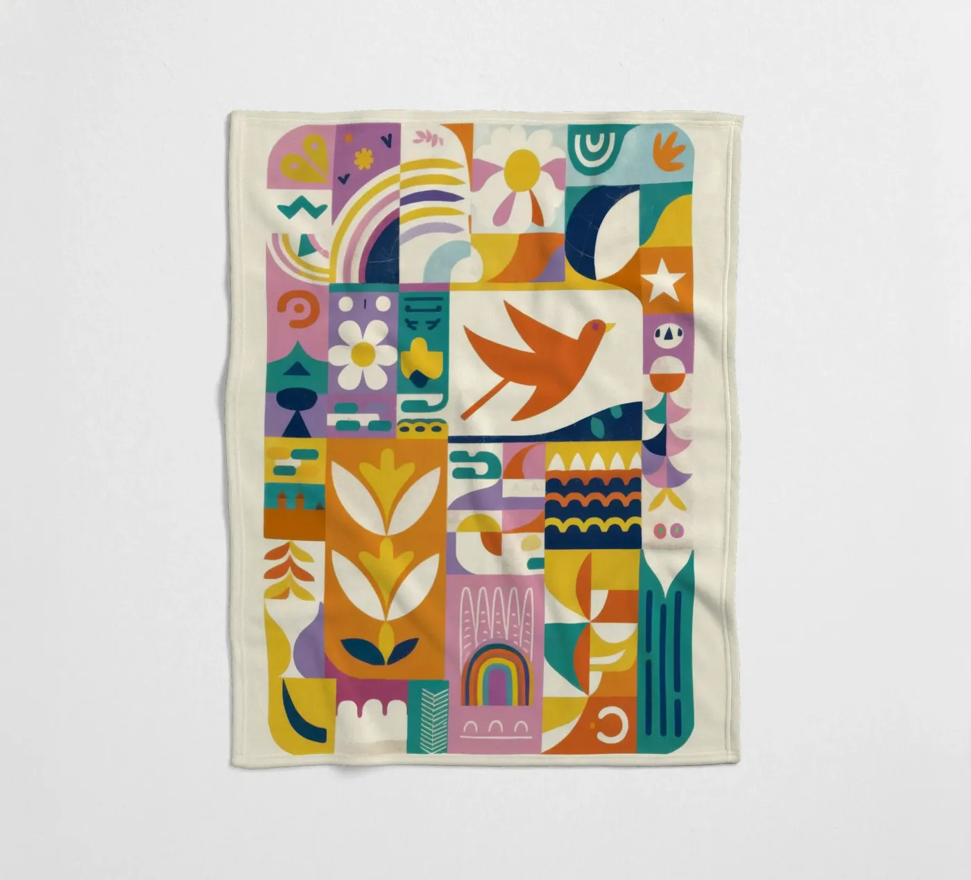 Vibrant Folk Grid fleecedeken van Bring Haven