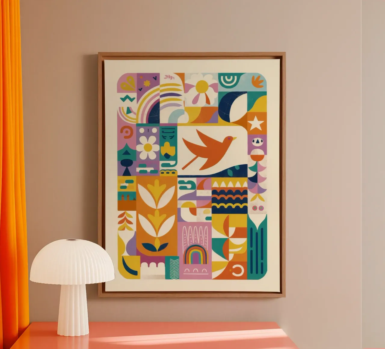 Levendig folkraster canvas met Baklijst van Bring Haven