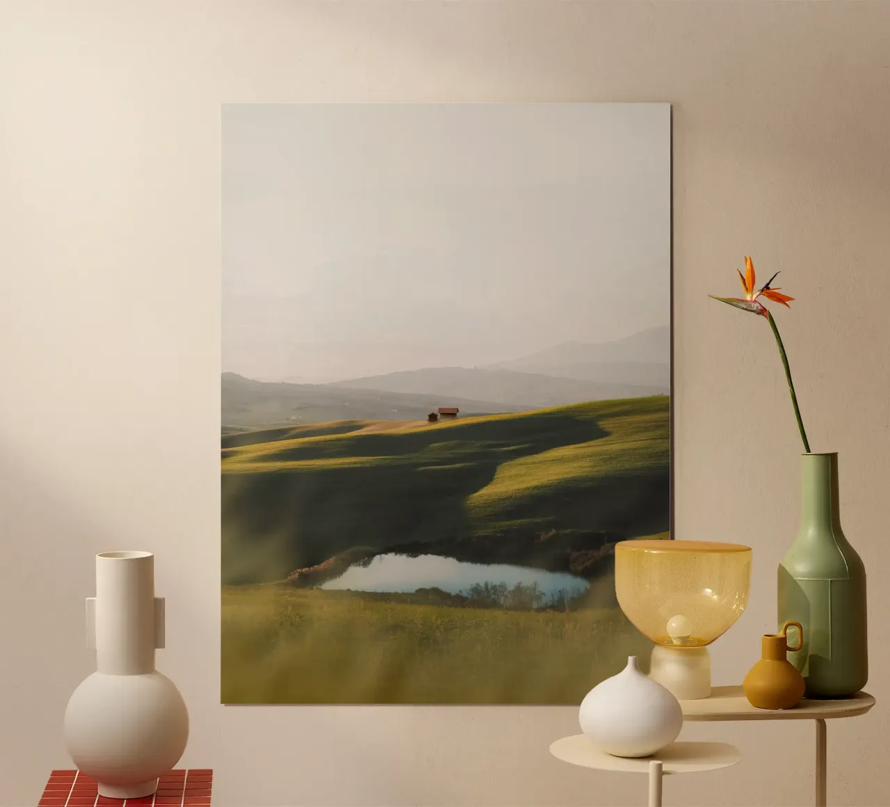 peaceful rural poster with wooden frame by animal story home