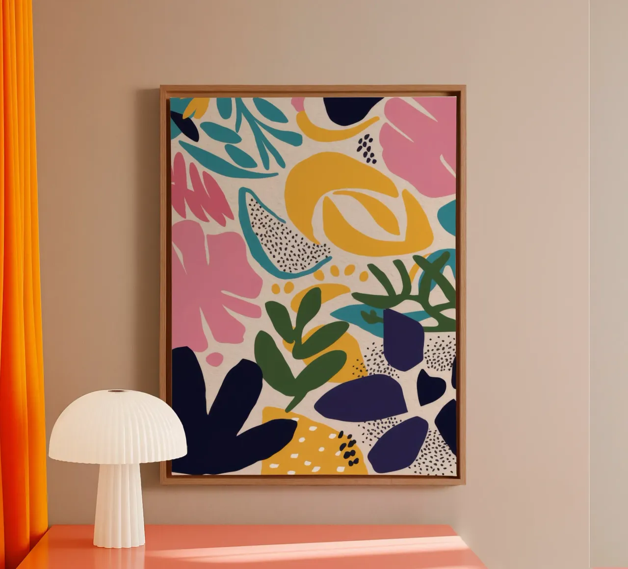 Speelse bloemenchaos canvas met Baklijst van Solar Paint