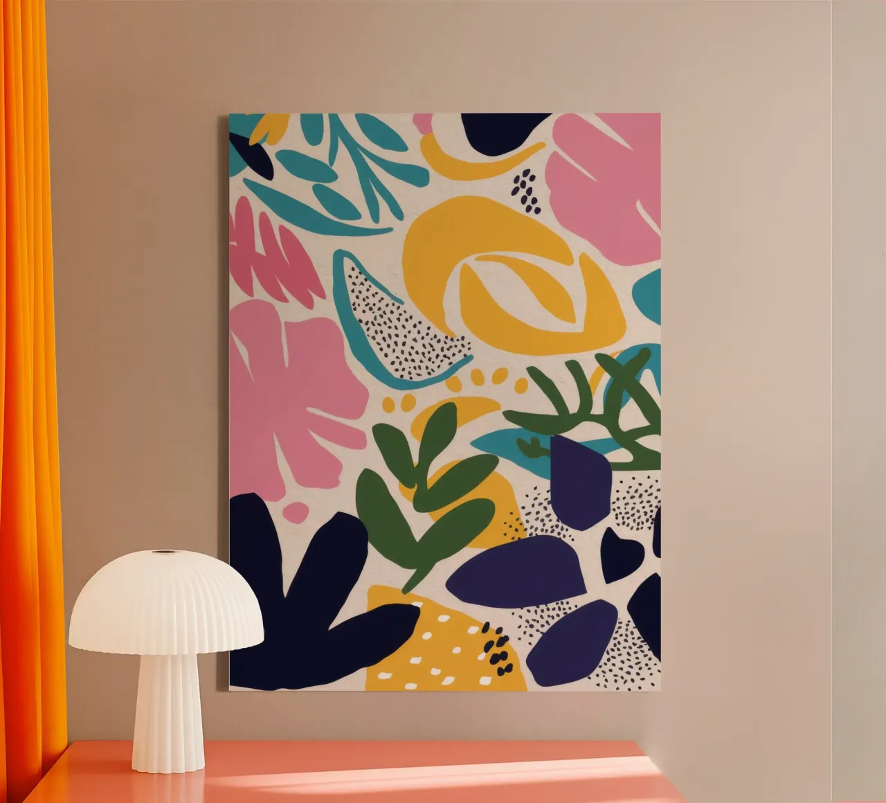 Speelse bloemenchaos canvas met Baklijst van Solar Paint