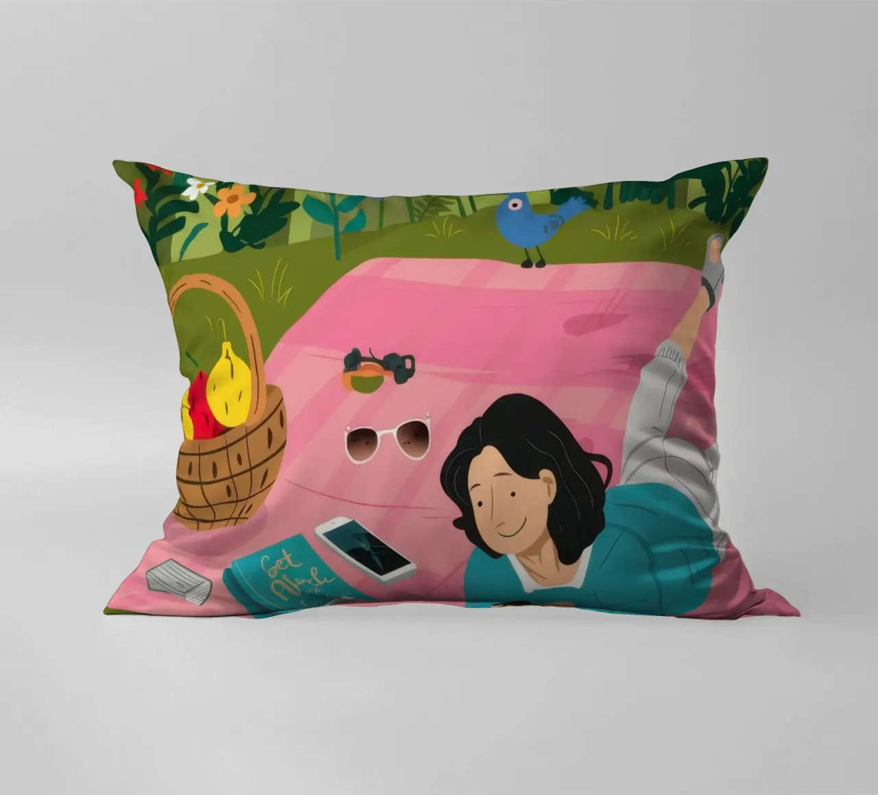 Picnic in un giardino sereno cuscino da Bring Haven
