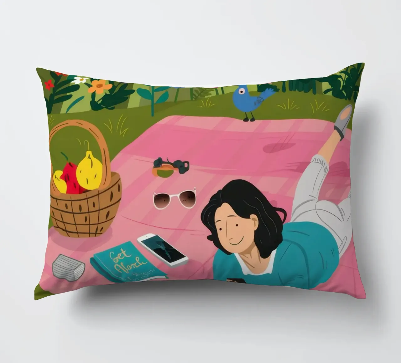 Picnic in un giardino sereno cuscino da Bring Haven