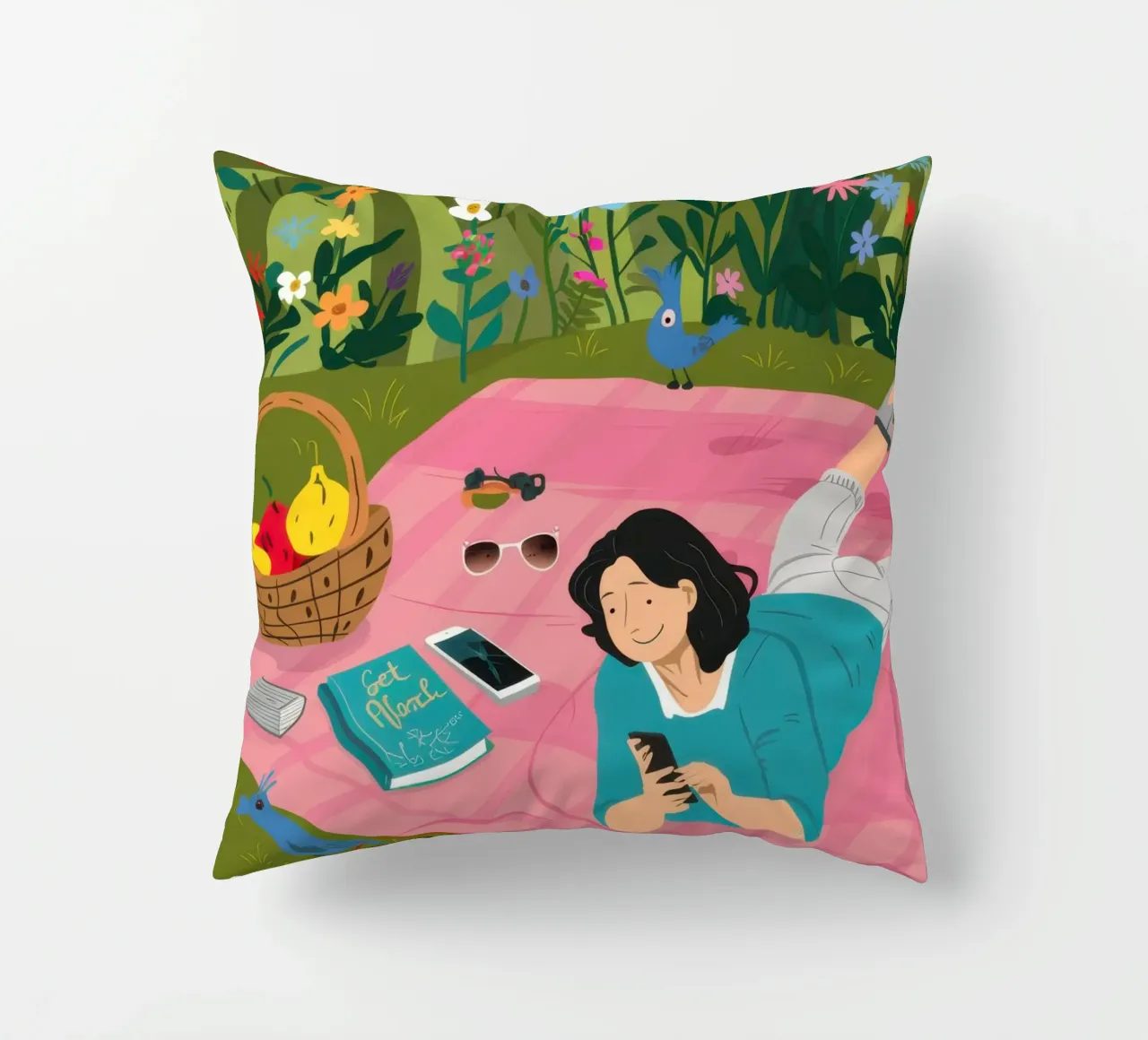 Picnic in un giardino sereno cuscino da Bring Haven