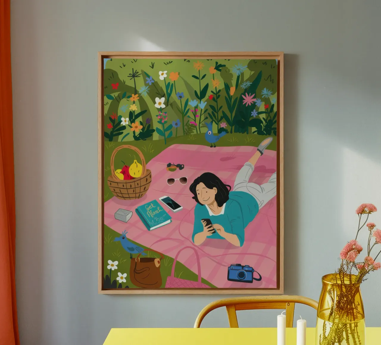 Picnic in un giardino sereno tela con Cornice a cassetta da Bring Haven