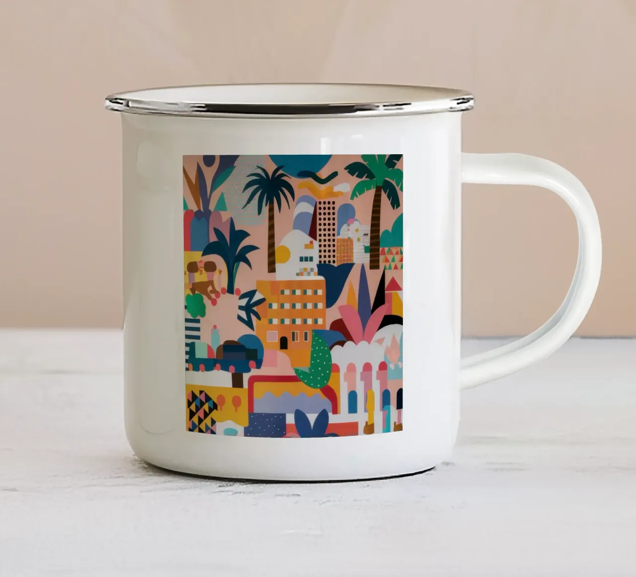 Un'oasi urbana vibrante tazza in smalto da Solar Paint