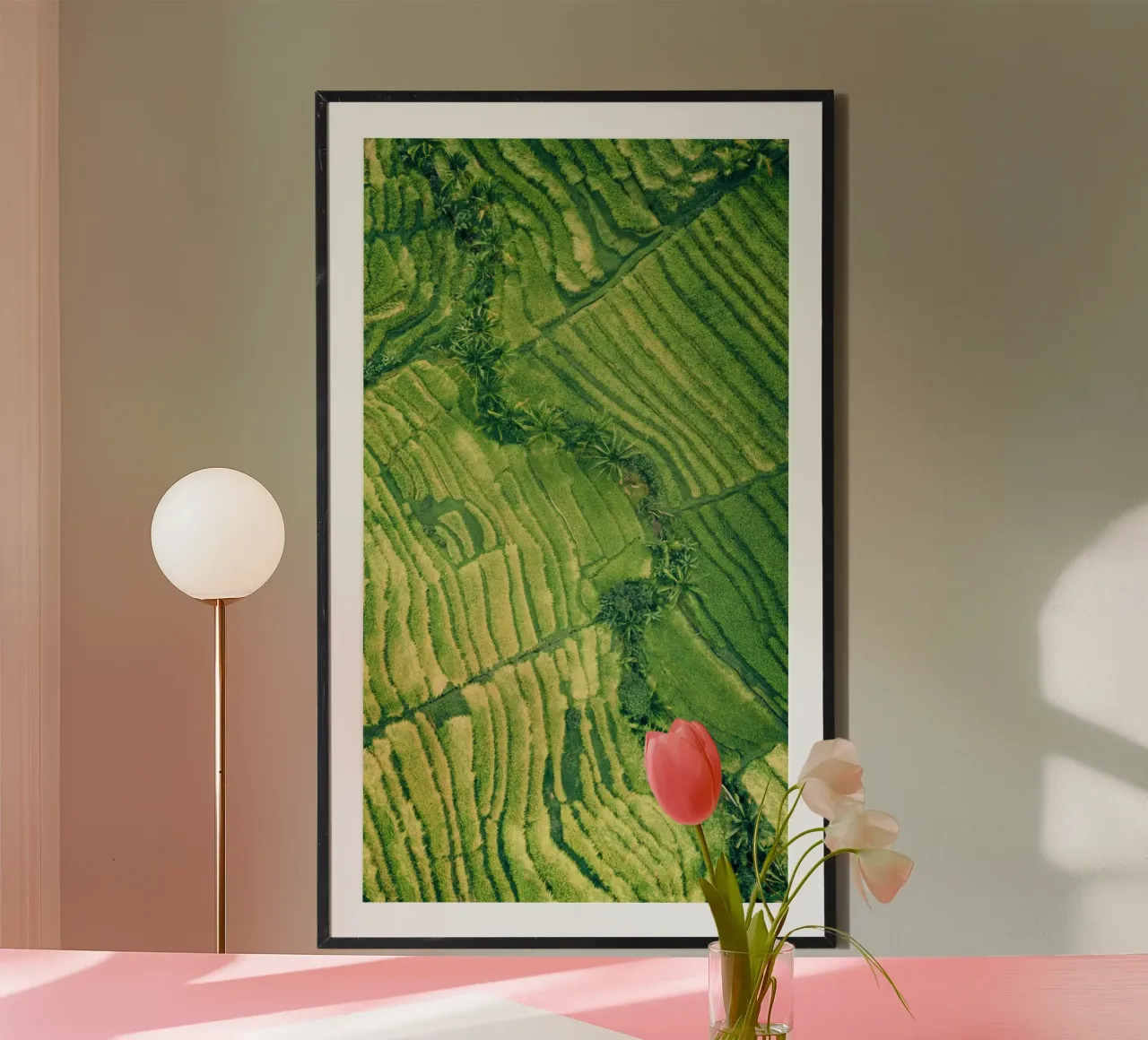 rice paddies terraces poster with aluminum frame by cofa home