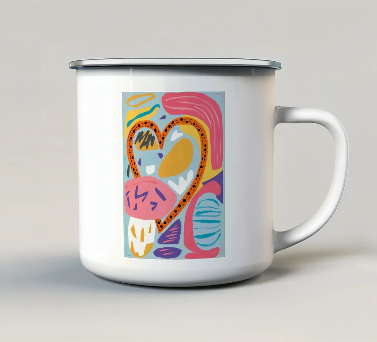 Cuore astratto vibrante tazza in smalto da Bring Haven