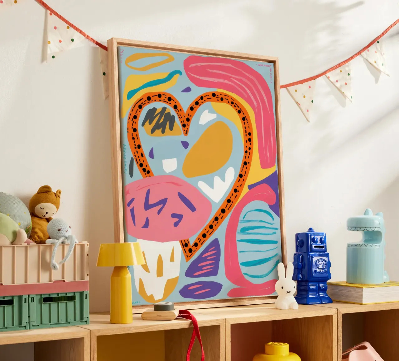 Levendig Abstract Hart canvas met Baklijst van Bring Haven