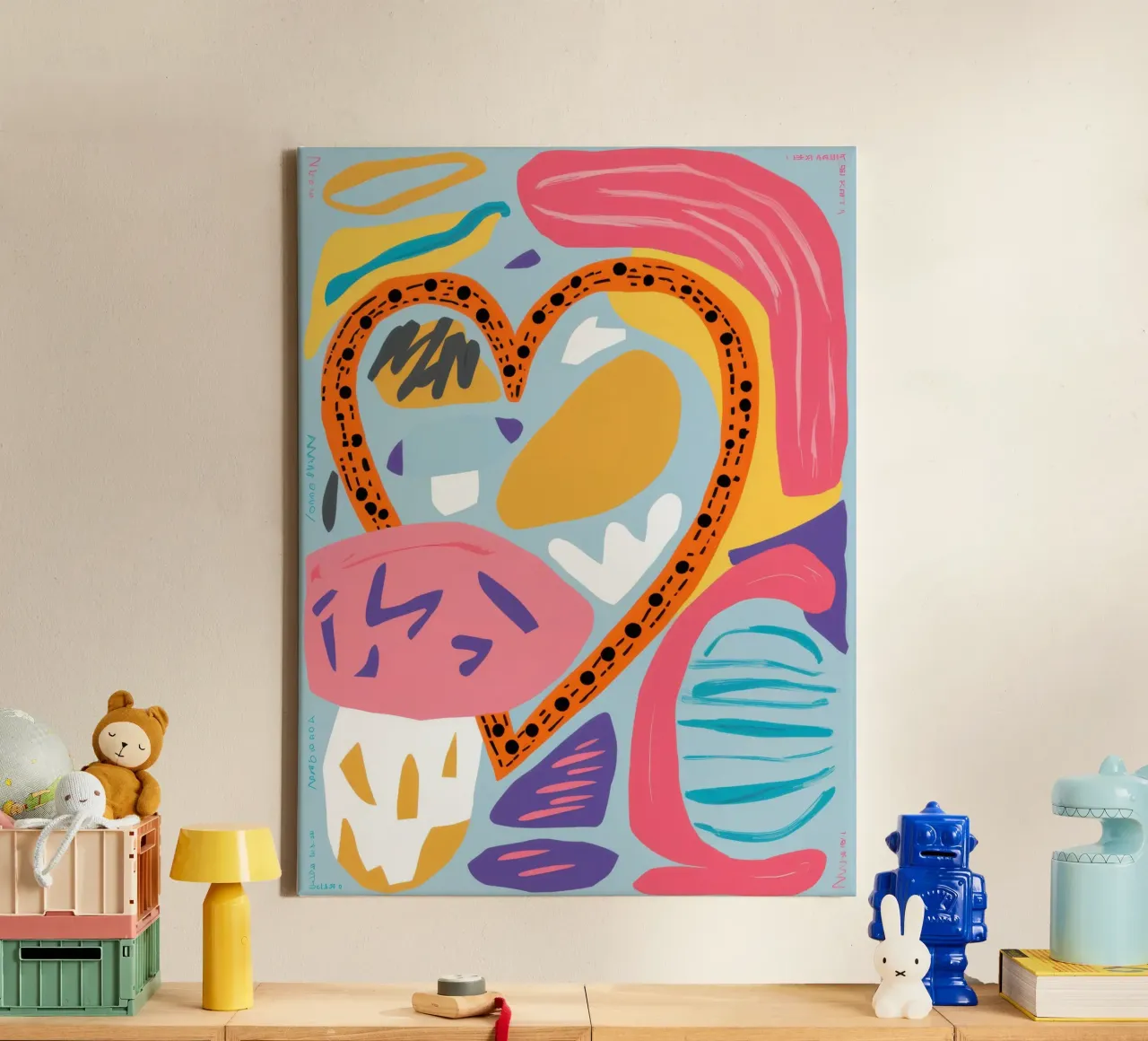 Levendig Abstract Hart canvas met Baklijst van Bring Haven