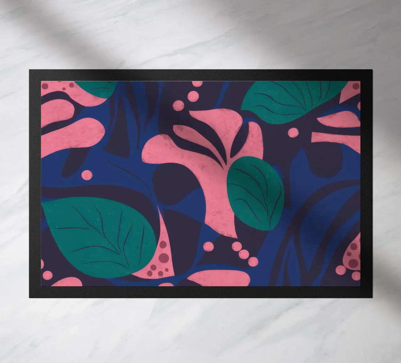 Midnight Floral Pattern doormat by Line Fable