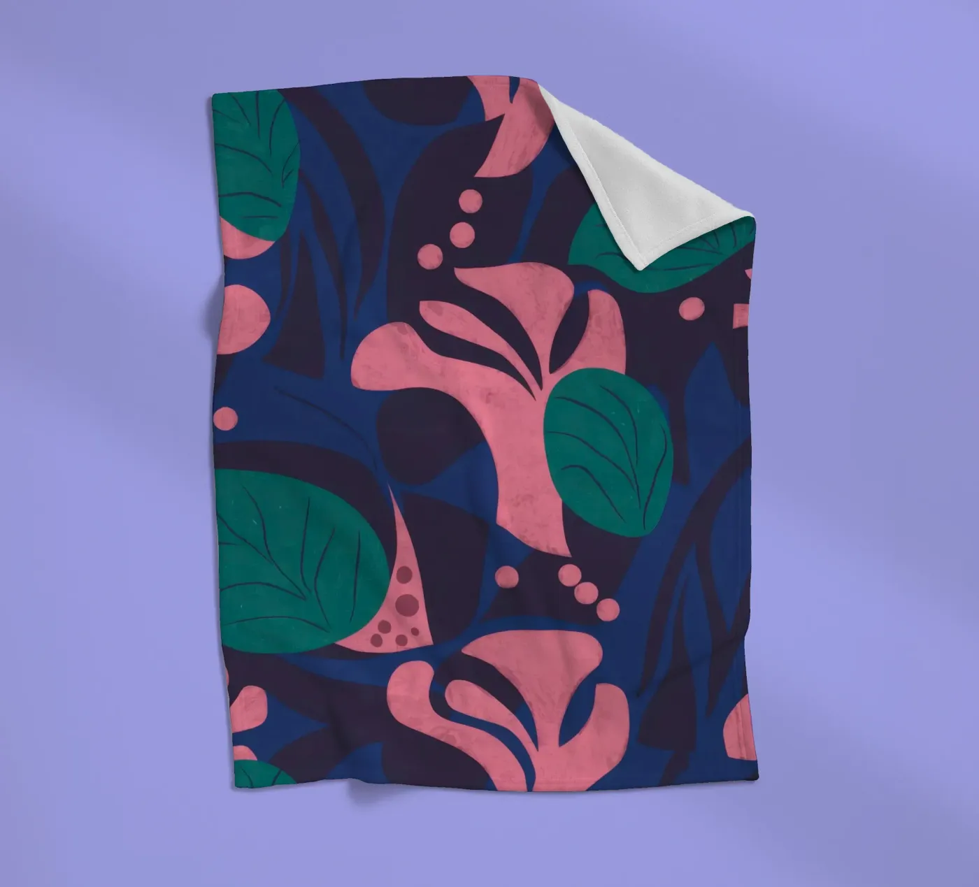 Midnight Floral Pattern fleece blanket by Line Fable