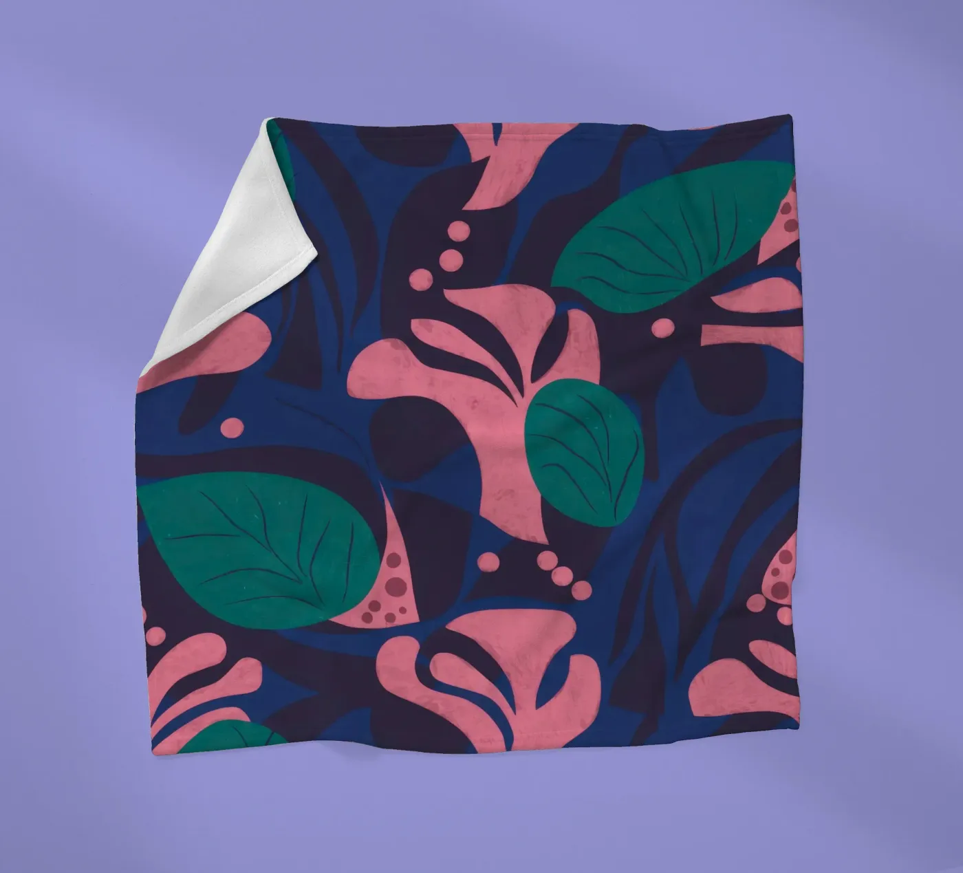 Midnight Floral Pattern fleece blanket by Line Fable