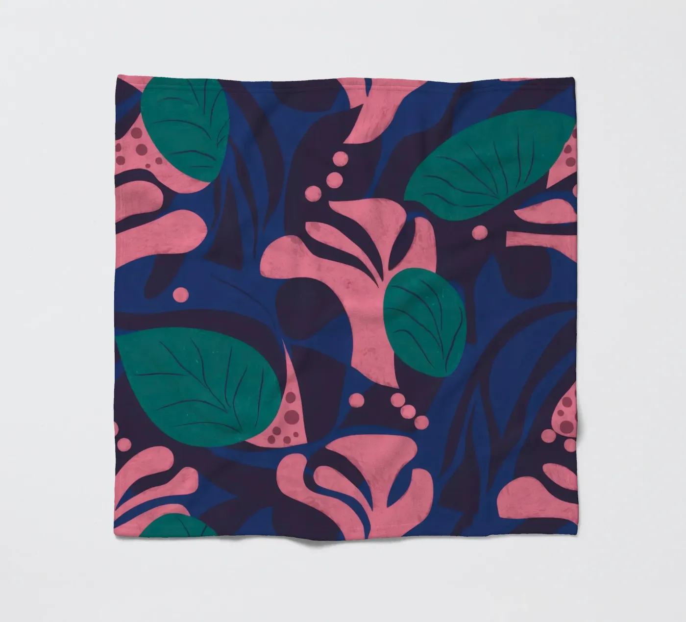 Midnight Floral Pattern fleece blanket by Line Fable