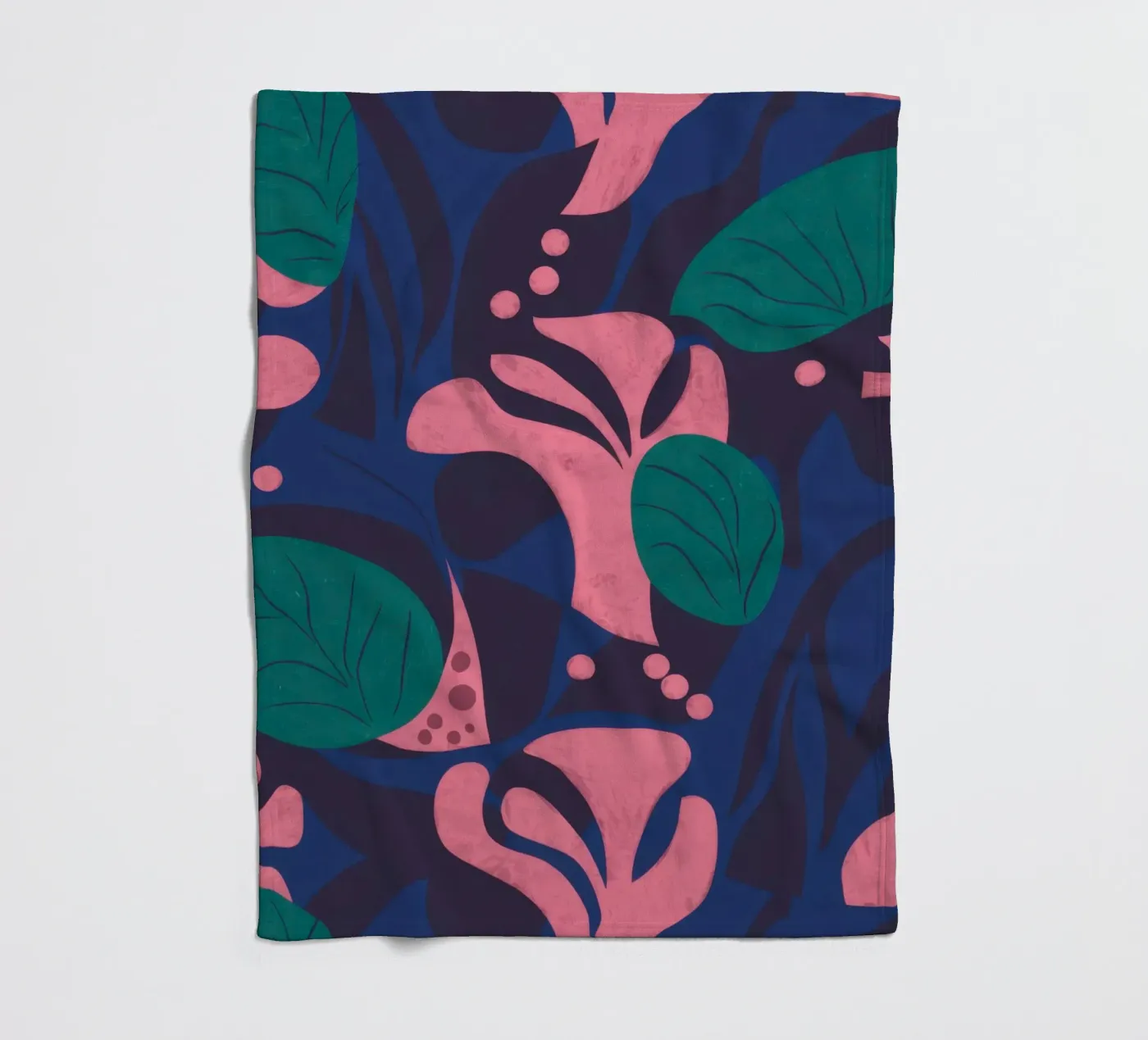 Midnight Floral Pattern fleece blanket by Line Fable
