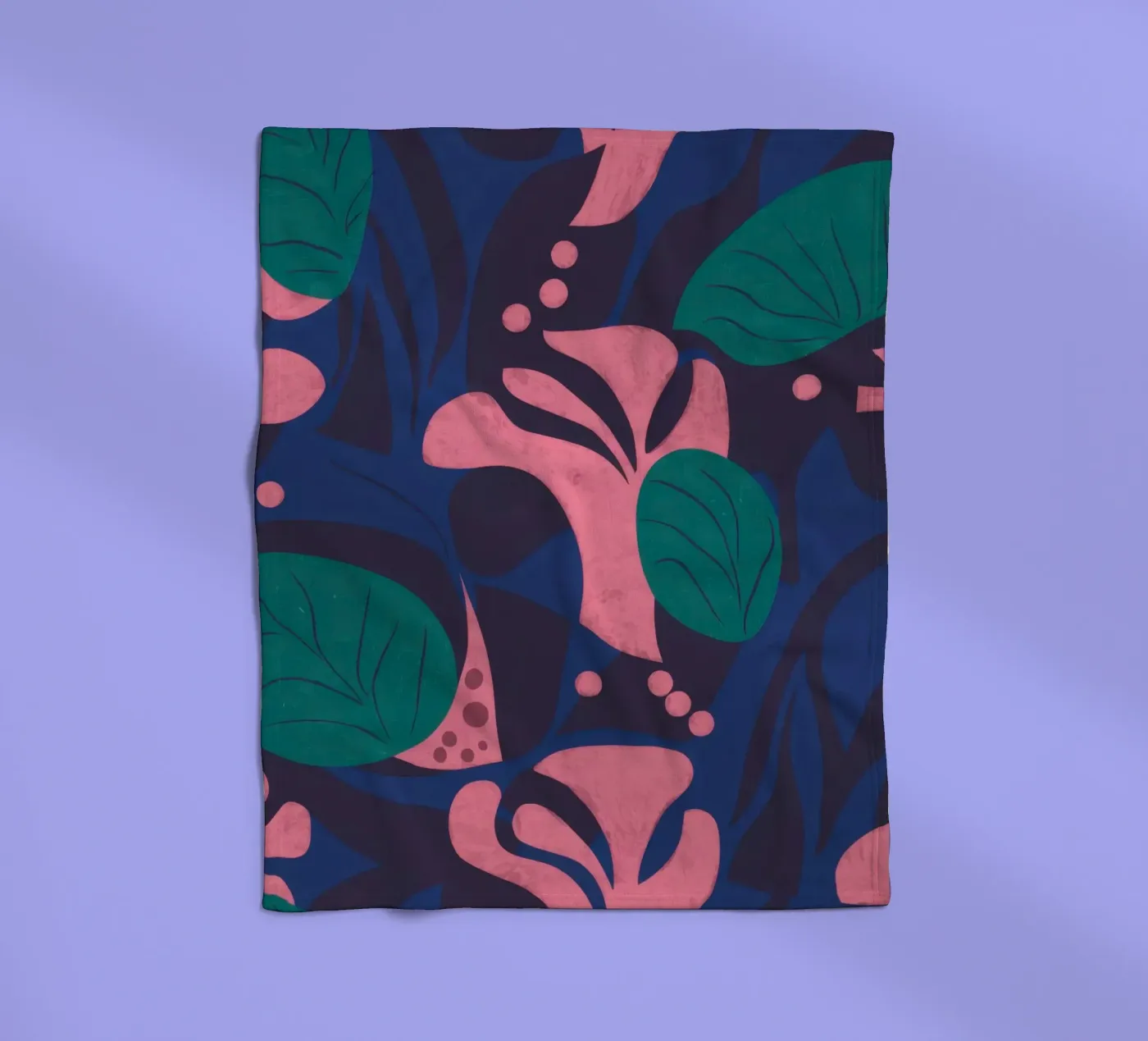 Midnight Floral Pattern fleece blanket by Line Fable