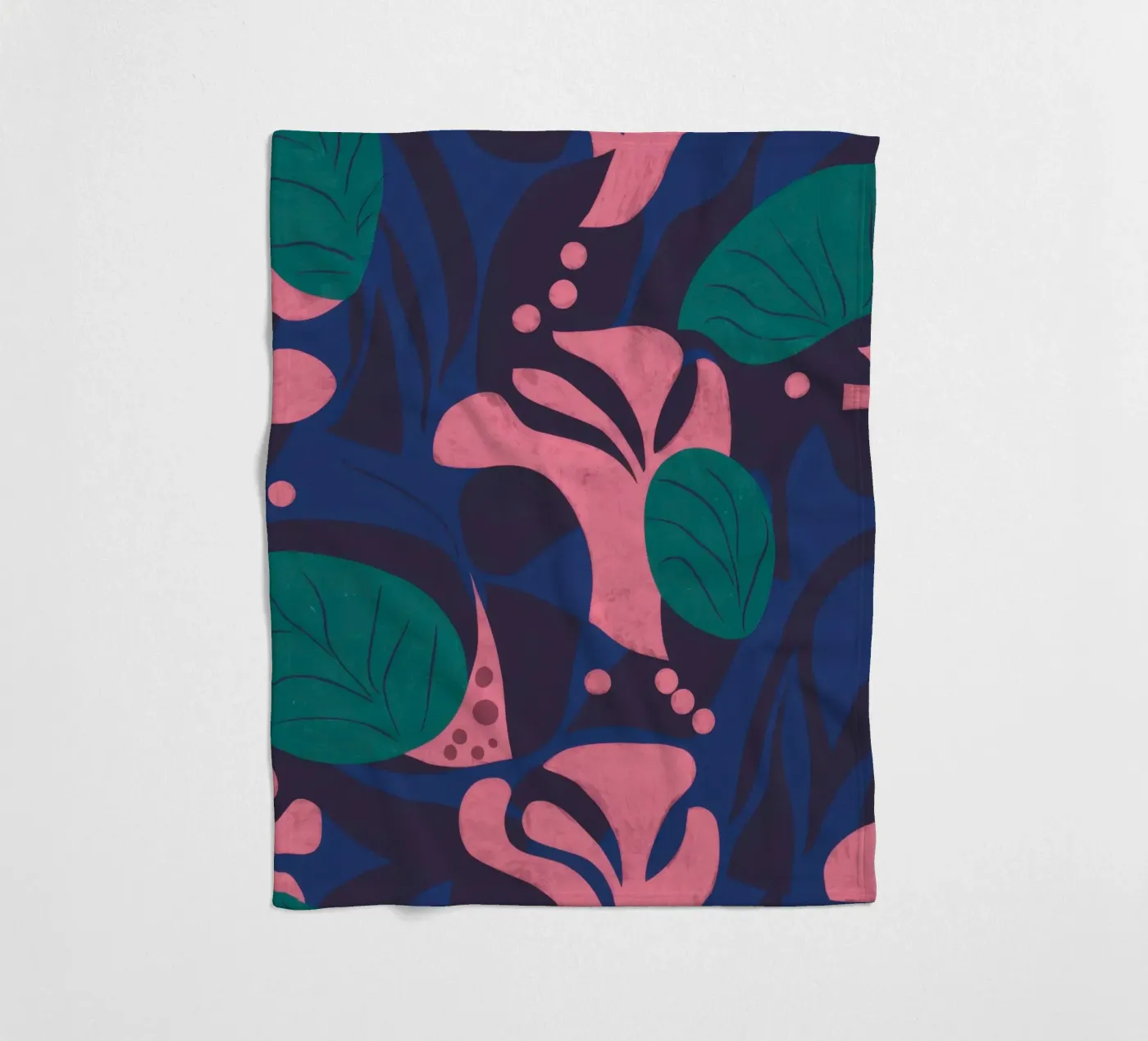 Midnight Floral Pattern fleece blanket by Line Fable