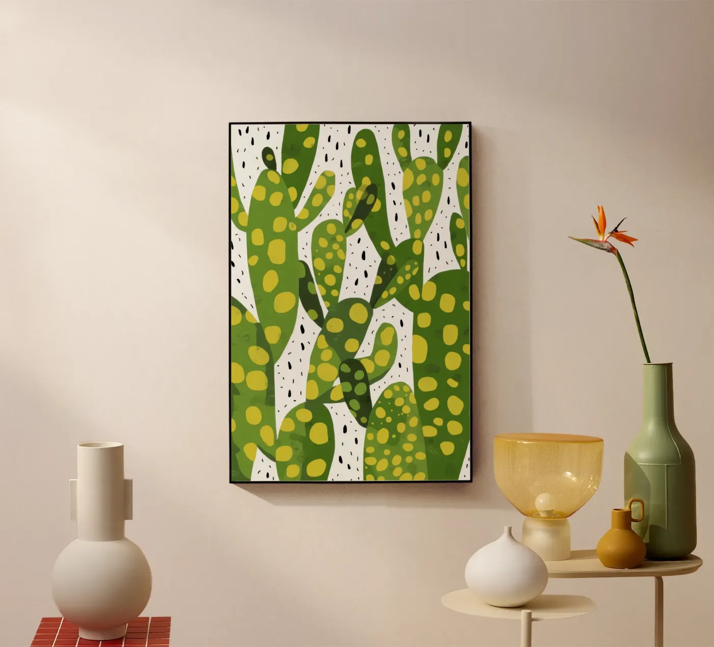 Vibrant Cactus Pattern acrylic glass by Bring Haven