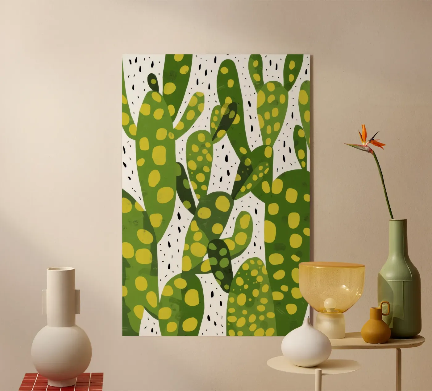 Vibrant Cactus Pattern acrylic glass by Bring Haven