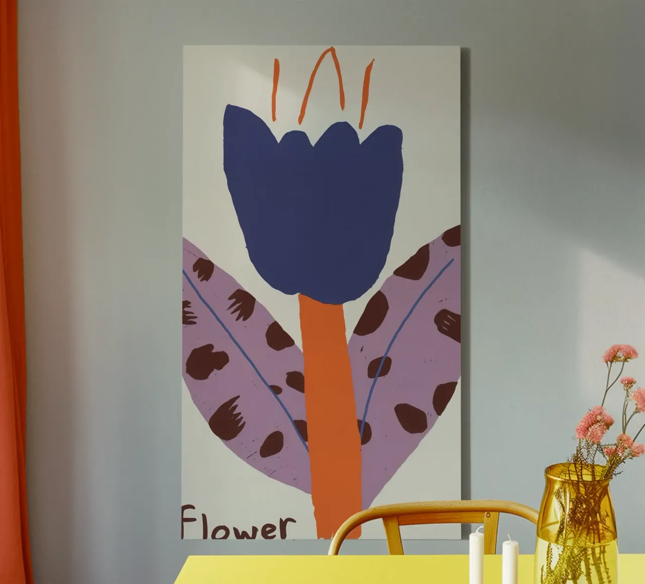 Tulipano viola Pop tela con Cornice a cassetta da Lunar Valentina