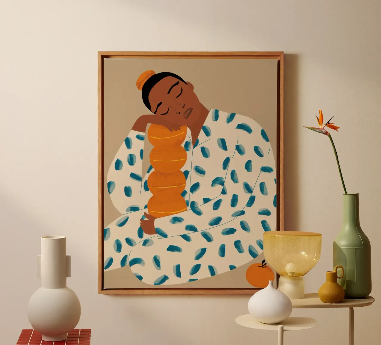 Dreaming in Polka canvas with Floater frame by Solar Paint