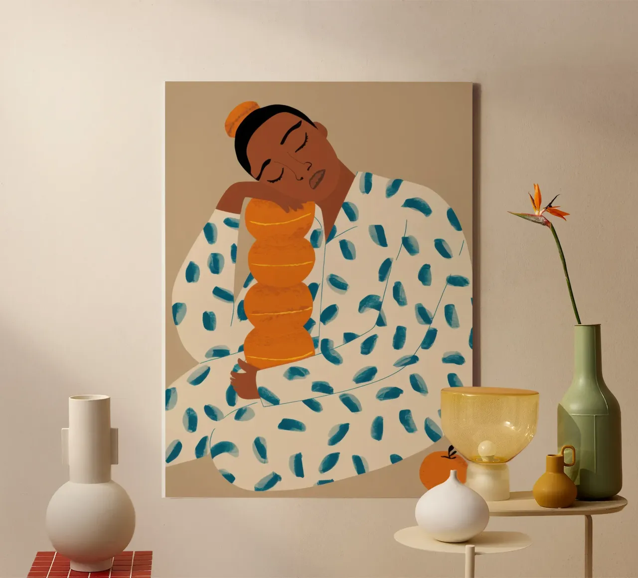 Dreaming in Polka canvas with Floater frame by Solar Paint