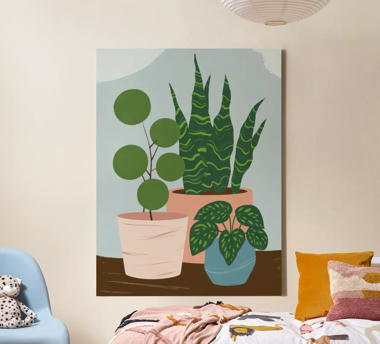 Potted Plant Stillness canvas with Floater frame by Line Fable
