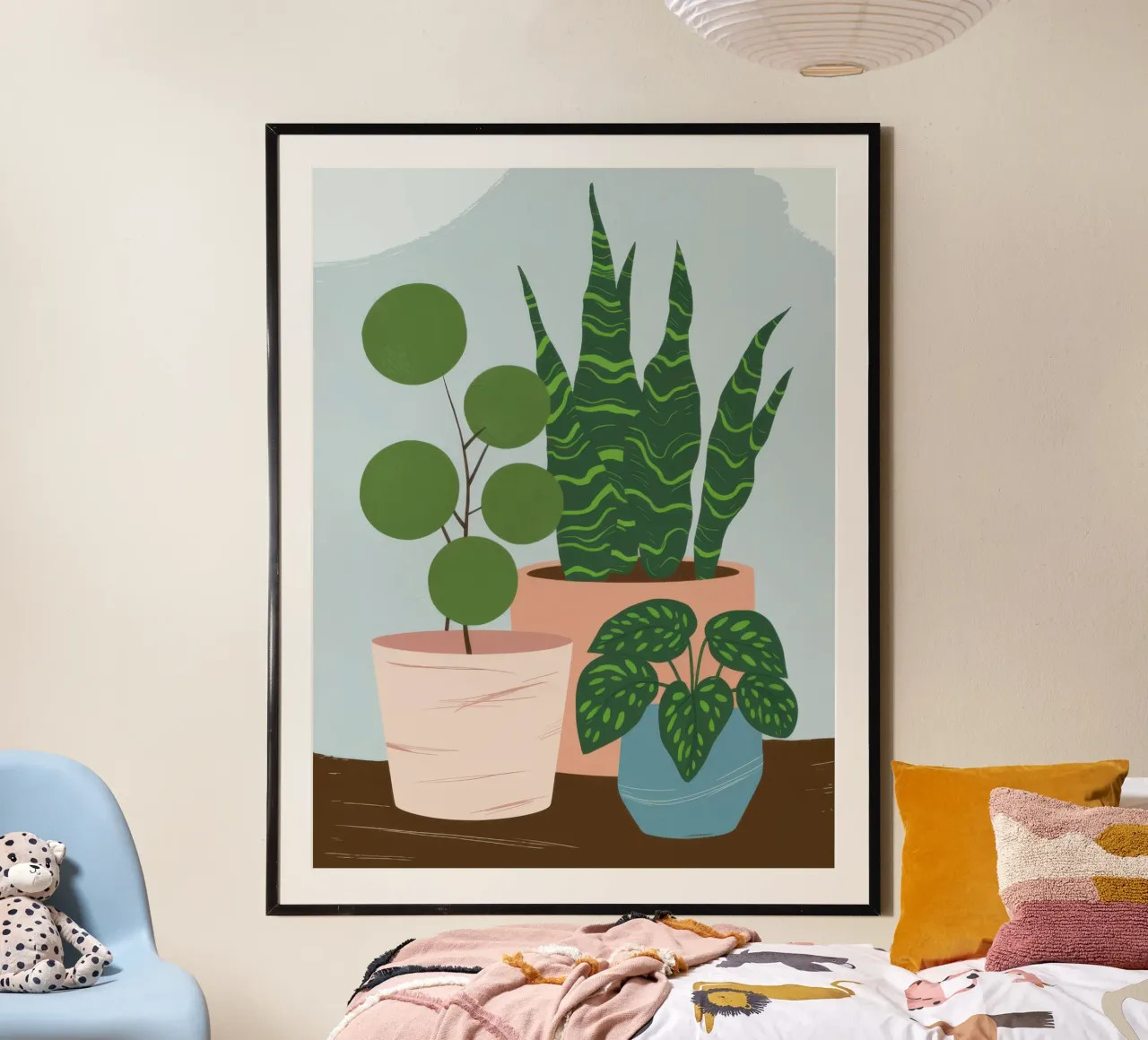 Pianta in vaso Immobile poster con telaio in legno da Line Fable