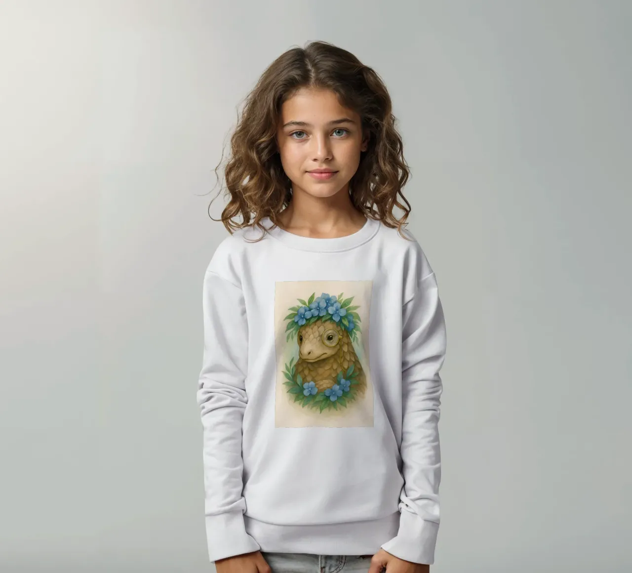 Lo studioso gentile: Pangolino in fiore felpa bambino da Graceful Desine