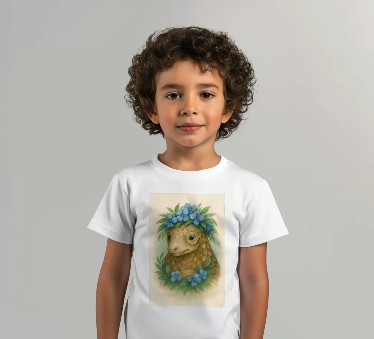 Lo studioso gentile: Pangolino in fiore t-shirt bambini da Graceful Desine