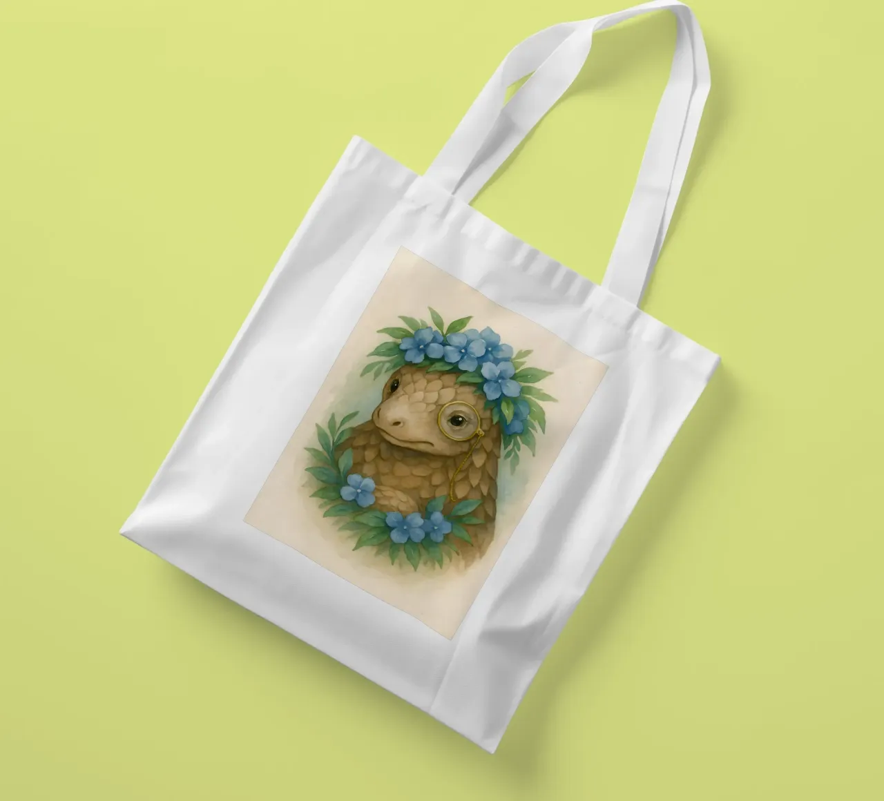Lo studioso gentile: Pangolino in fiore borsa in juta da Graceful Desine