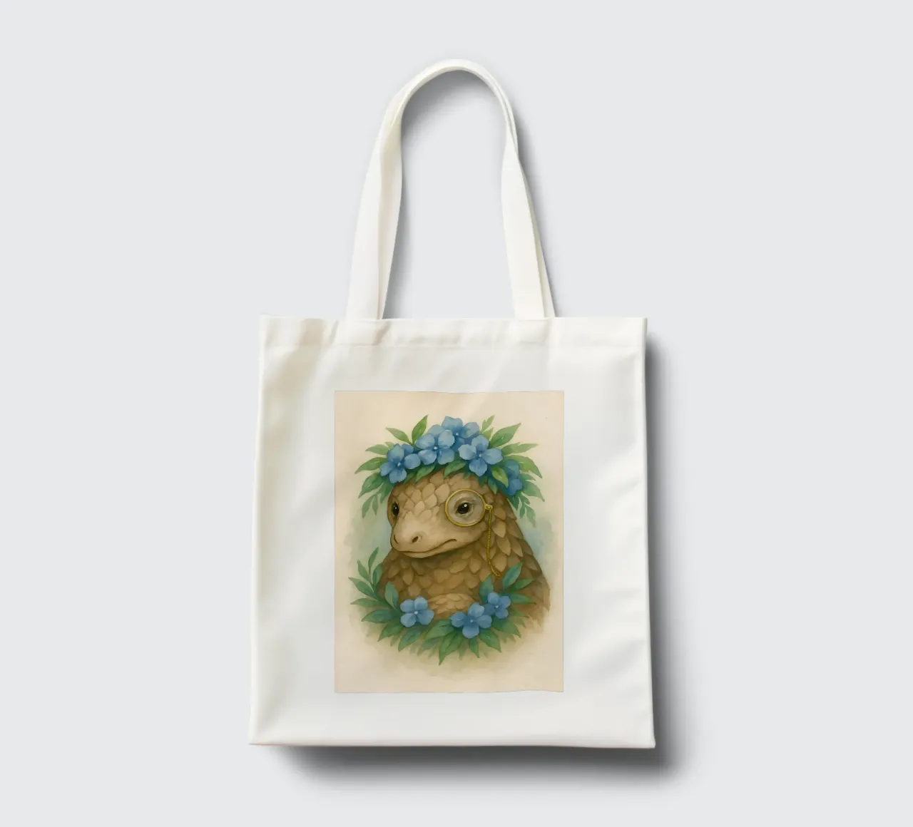 Lo studioso gentile: Pangolino in fiore borsa in juta da Graceful Desine