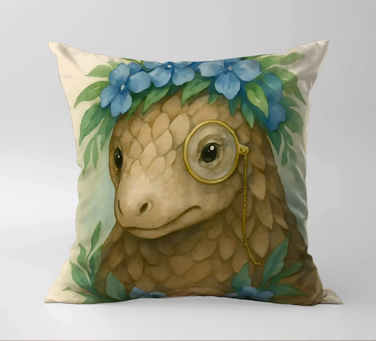 Lo studioso gentile: Pangolino in fiore cuscino da Graceful Desine