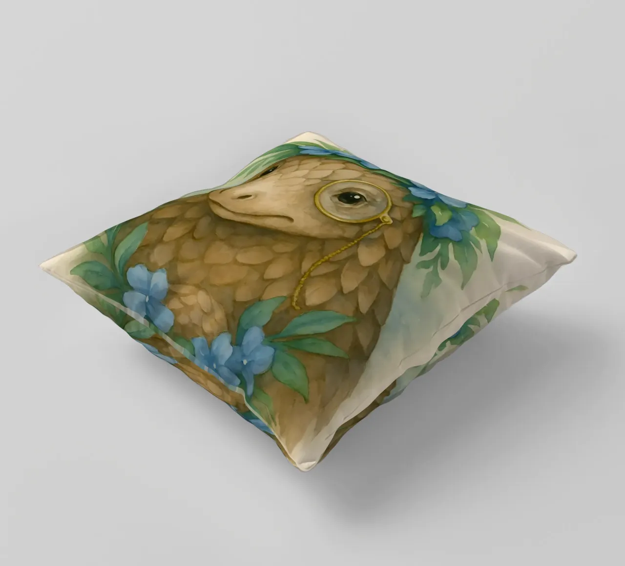 Lo studioso gentile: Pangolino in fiore cuscino da Graceful Desine