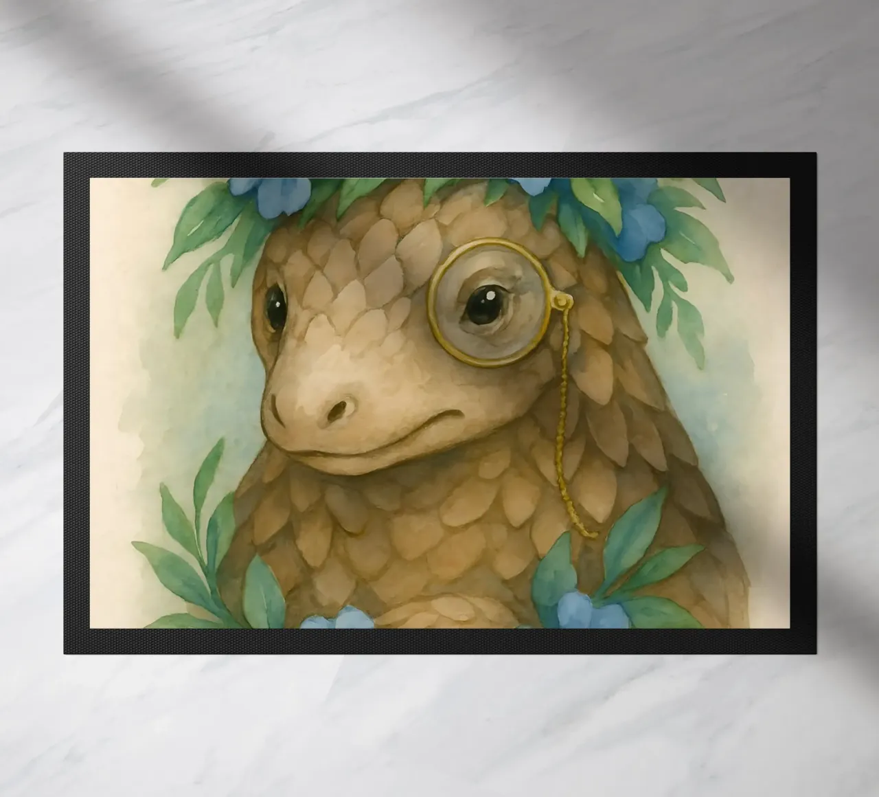 Lo studioso gentile: Pangolino in fiore zerbino da Graceful Desine