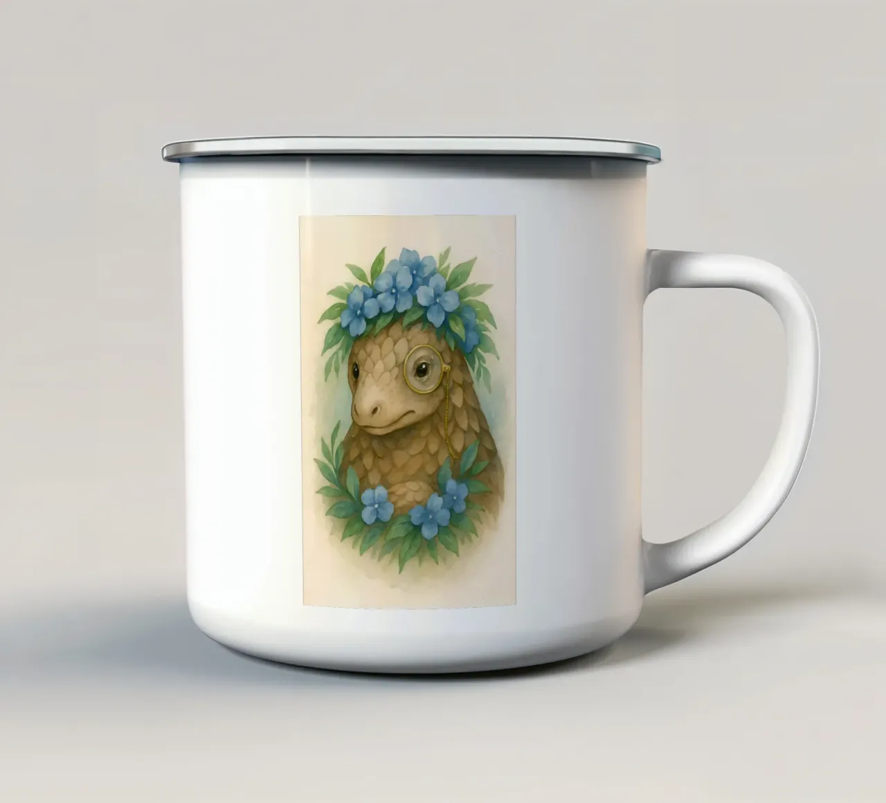 Lo studioso gentile: Pangolino in fiore tazza in smalto da Graceful Desine