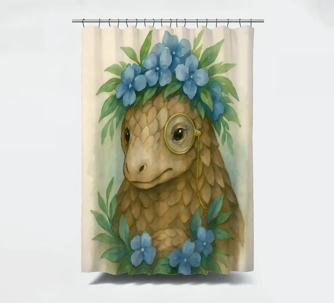 Lo studioso gentile: Pangolino in fiore tenda da doccia da Graceful Desine