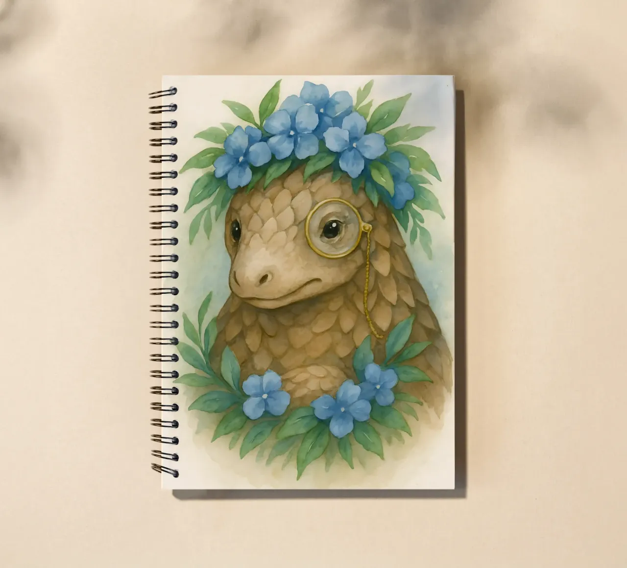 Le doux érudit : Le pangolin en fleurs carnet à spirale de Graceful Desine