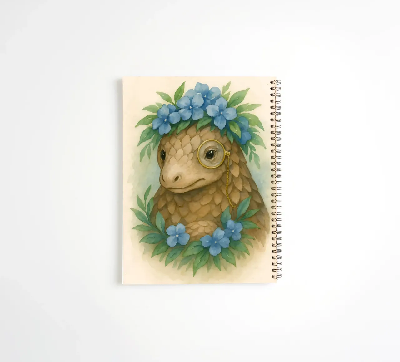 Le doux érudit : Le pangolin en fleurs carnet à spirale de Graceful Desine