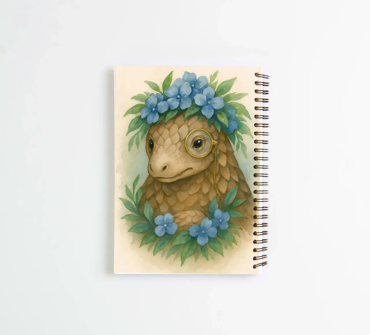 Le doux érudit : Le pangolin en fleurs carnet à spirale de Graceful Desine