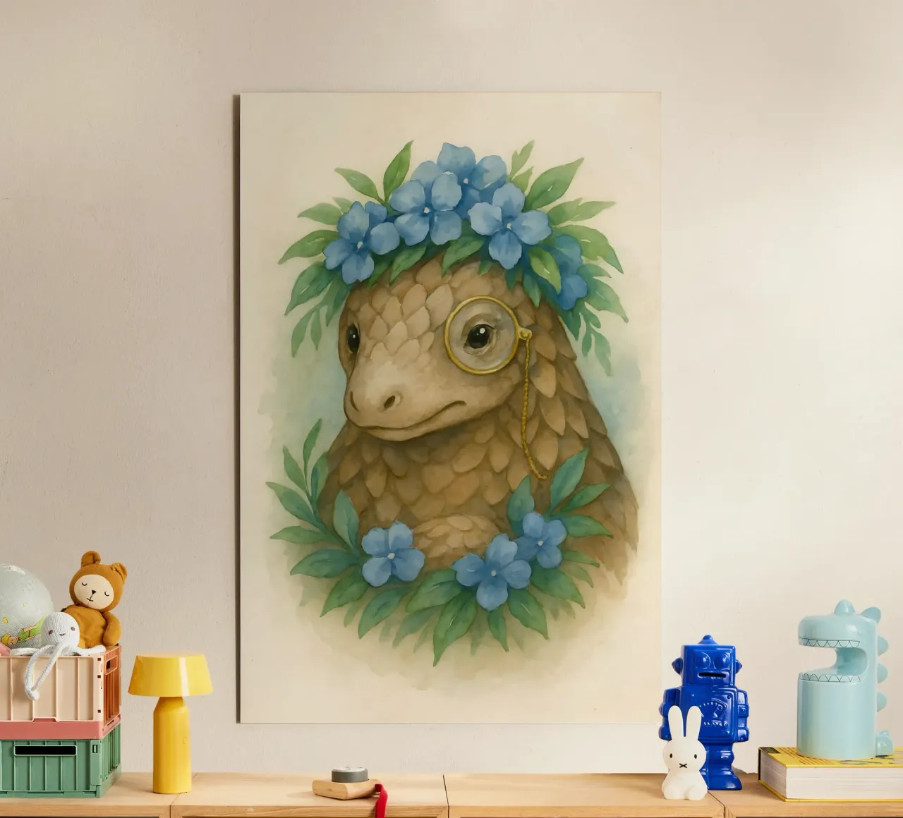 Lo studioso gentile: Pangolino in fiore alluminio dibond da Graceful Desine