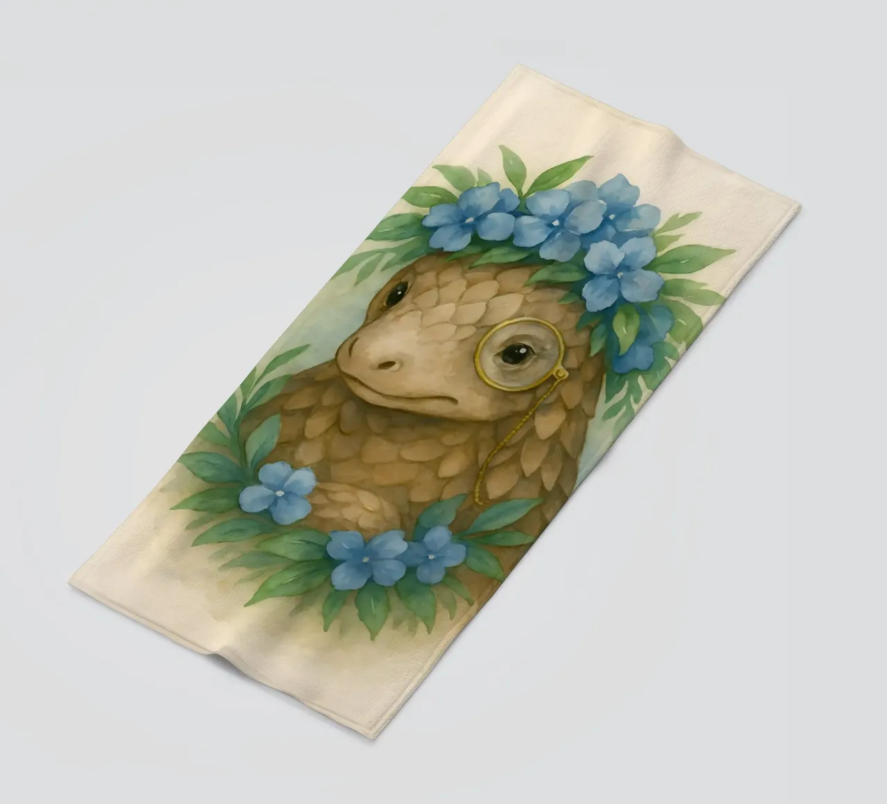 Lo studioso gentile: Pangolino in fiore telo mare da Graceful Desine