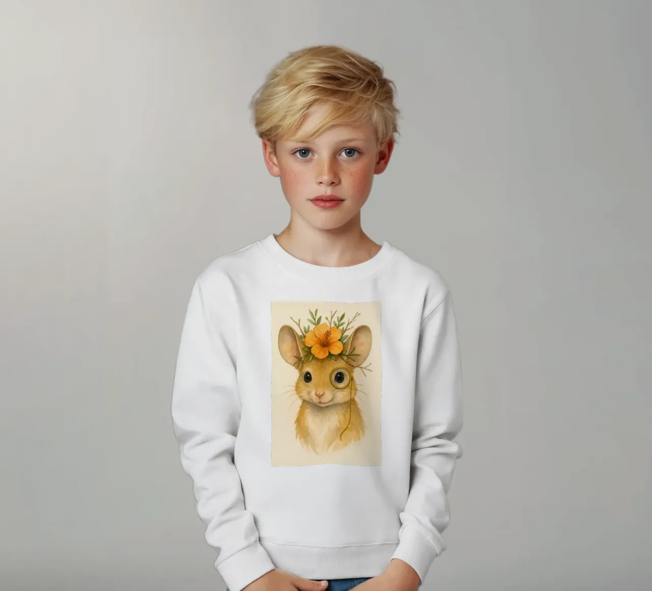 Verquirlte Weisheit: Die Blumenmaus Kinder Sweatshirt von Graceful Desine
