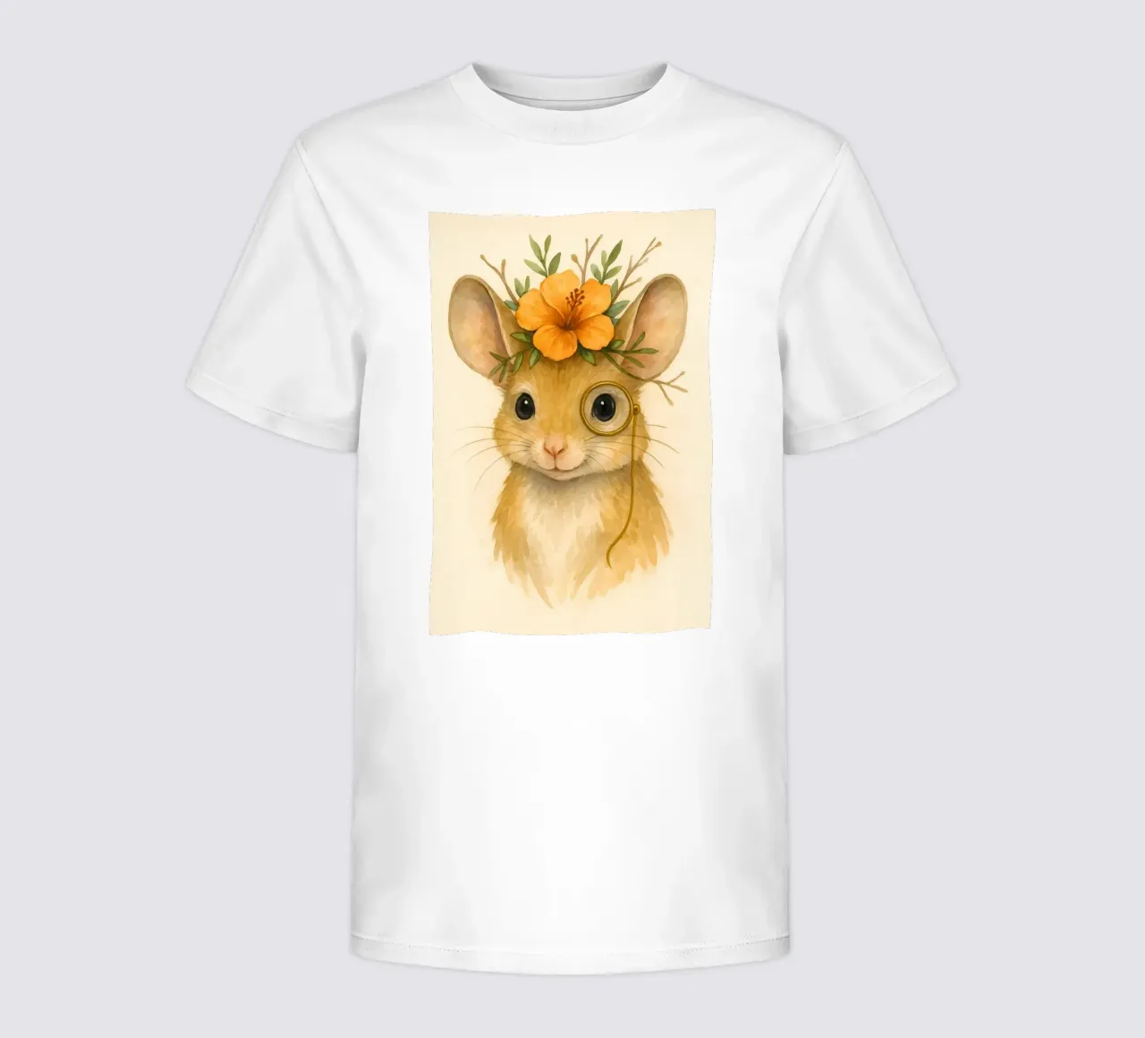 Whiskered Wisdom: The Floral Mouse kids t-shirt by Graceful Desine